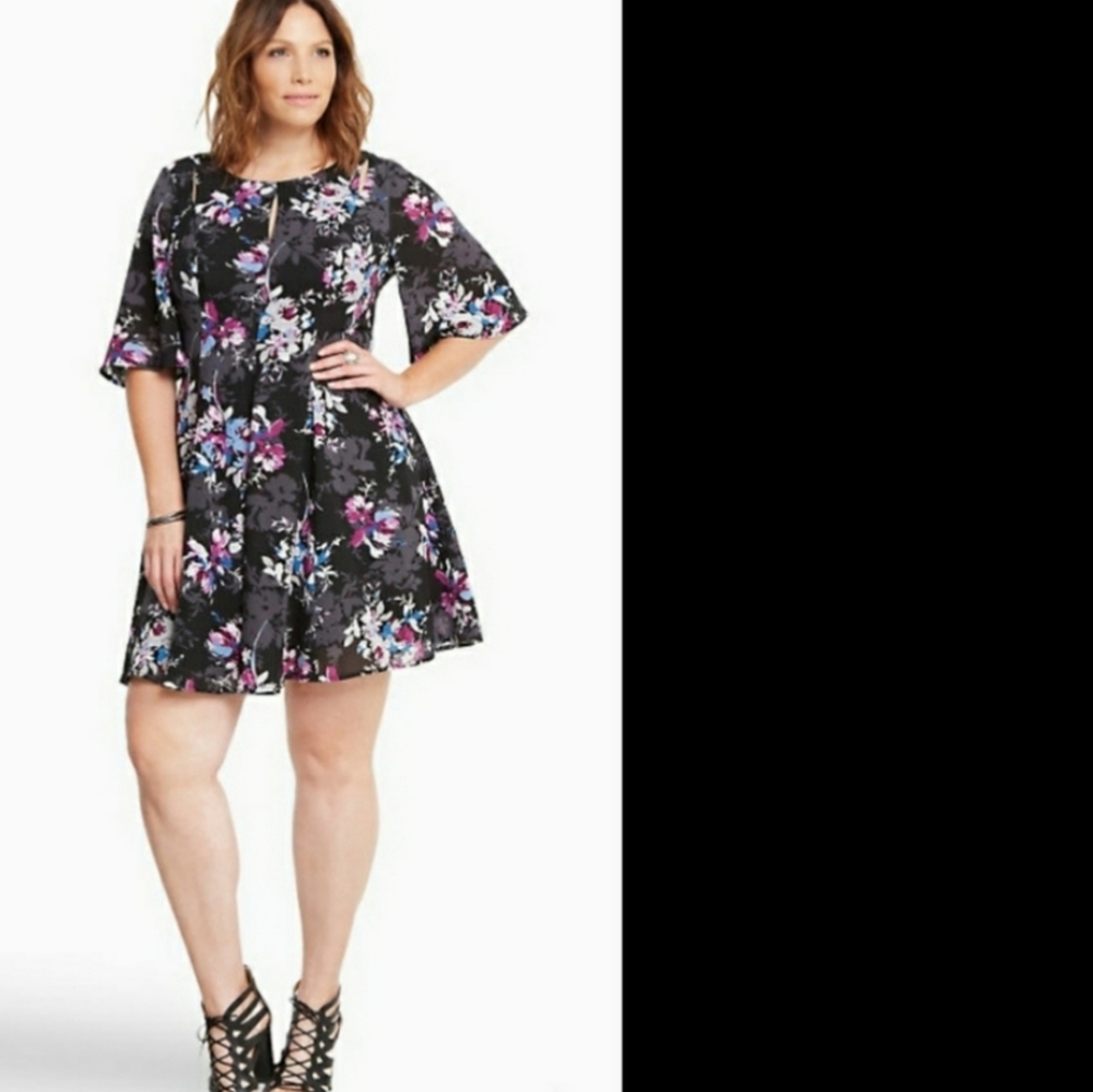 Torrid Black Floral Midi Dress